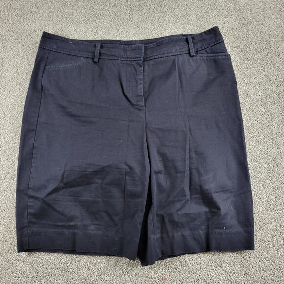Talbots Womens Shorts 12 Black 10" Inseam Perfect Stretch‎ Flat Front Bermuda - Picture 1 of 13